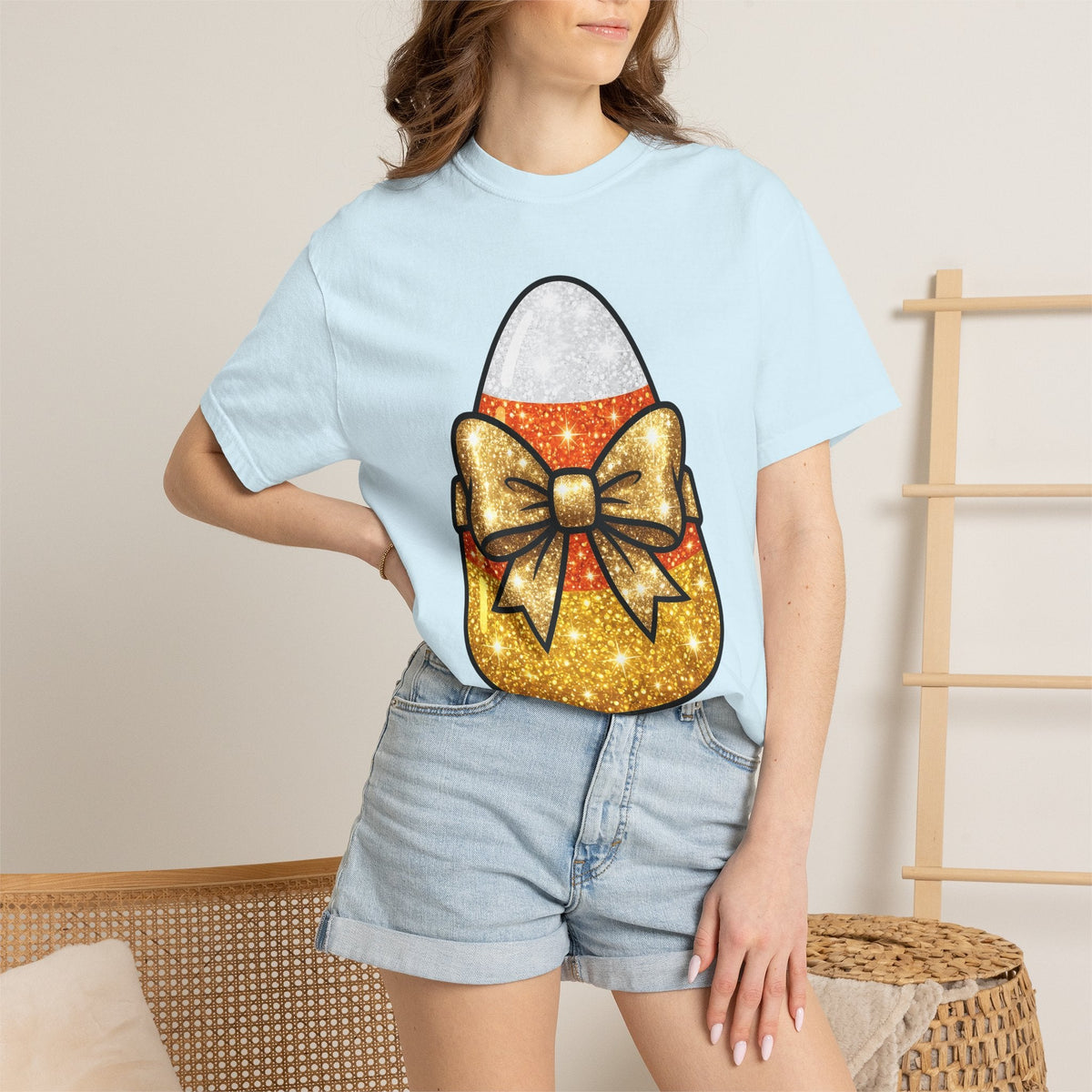 Candy Corn Shirt Halloween Treats Unisex Gift Shimmer Tee product image 10