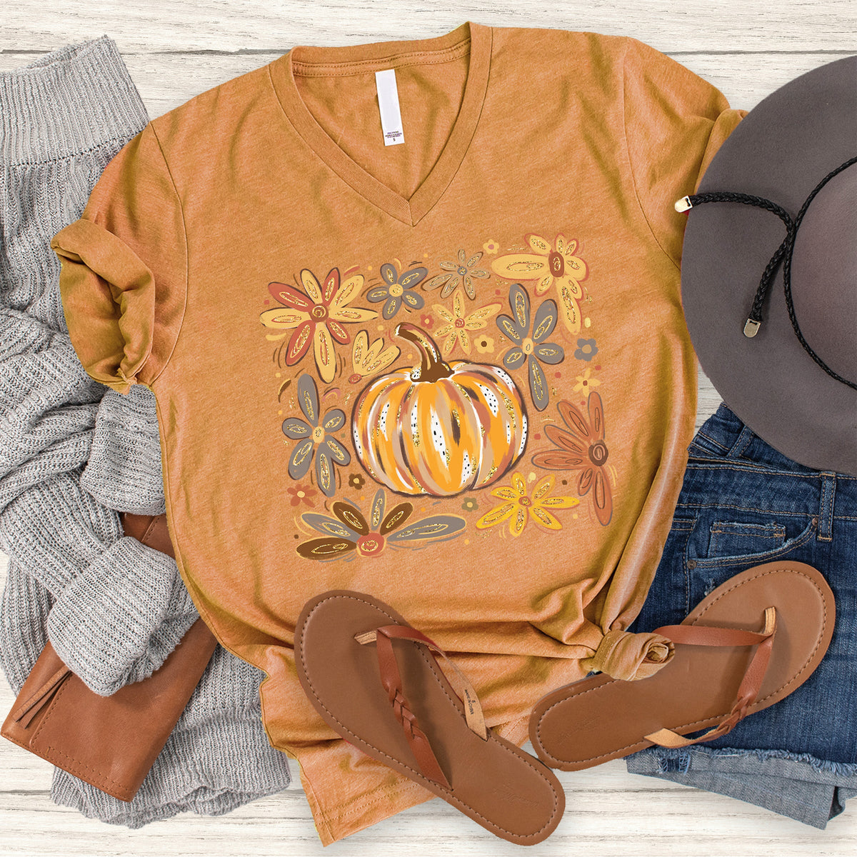 Pumpkin V-Neck