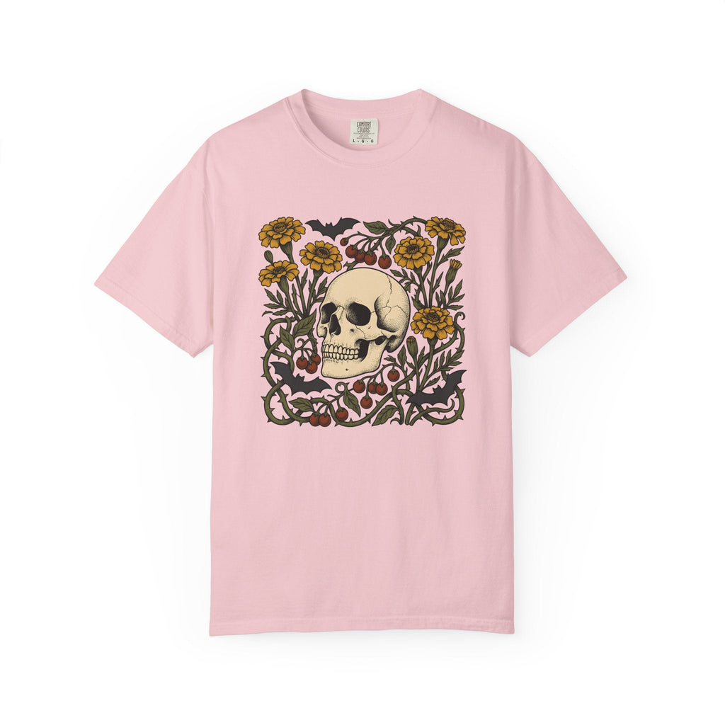 Skull Floral Shirt Halloween Gothic Unisex Gift Tattoo Tee product image 3