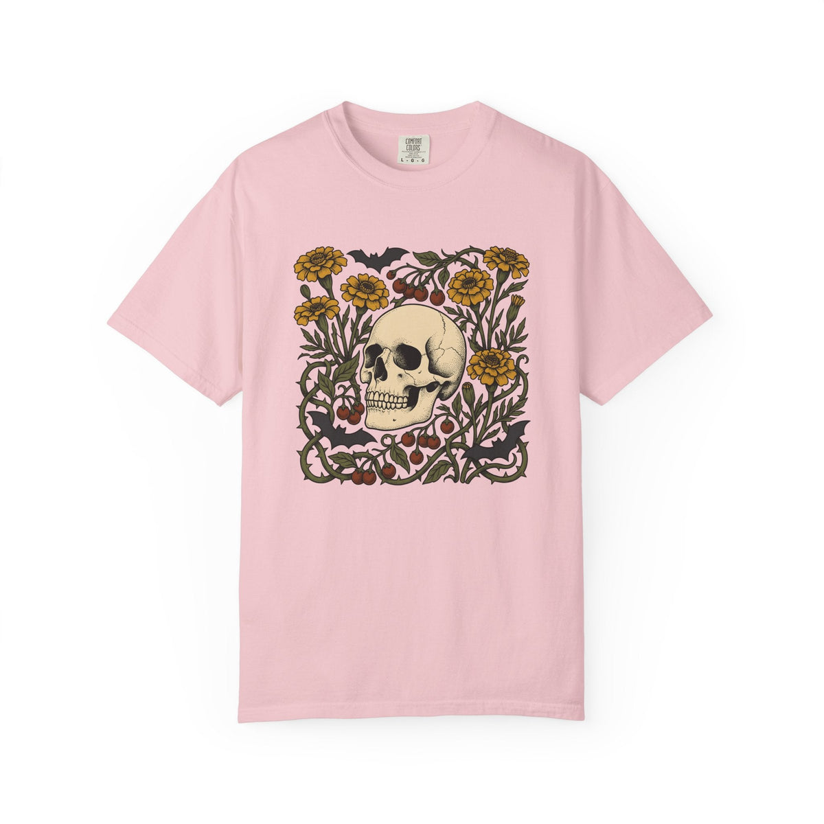 Skull Floral Shirt Halloween Gothic Unisex Gift Tattoo Tee product image 3