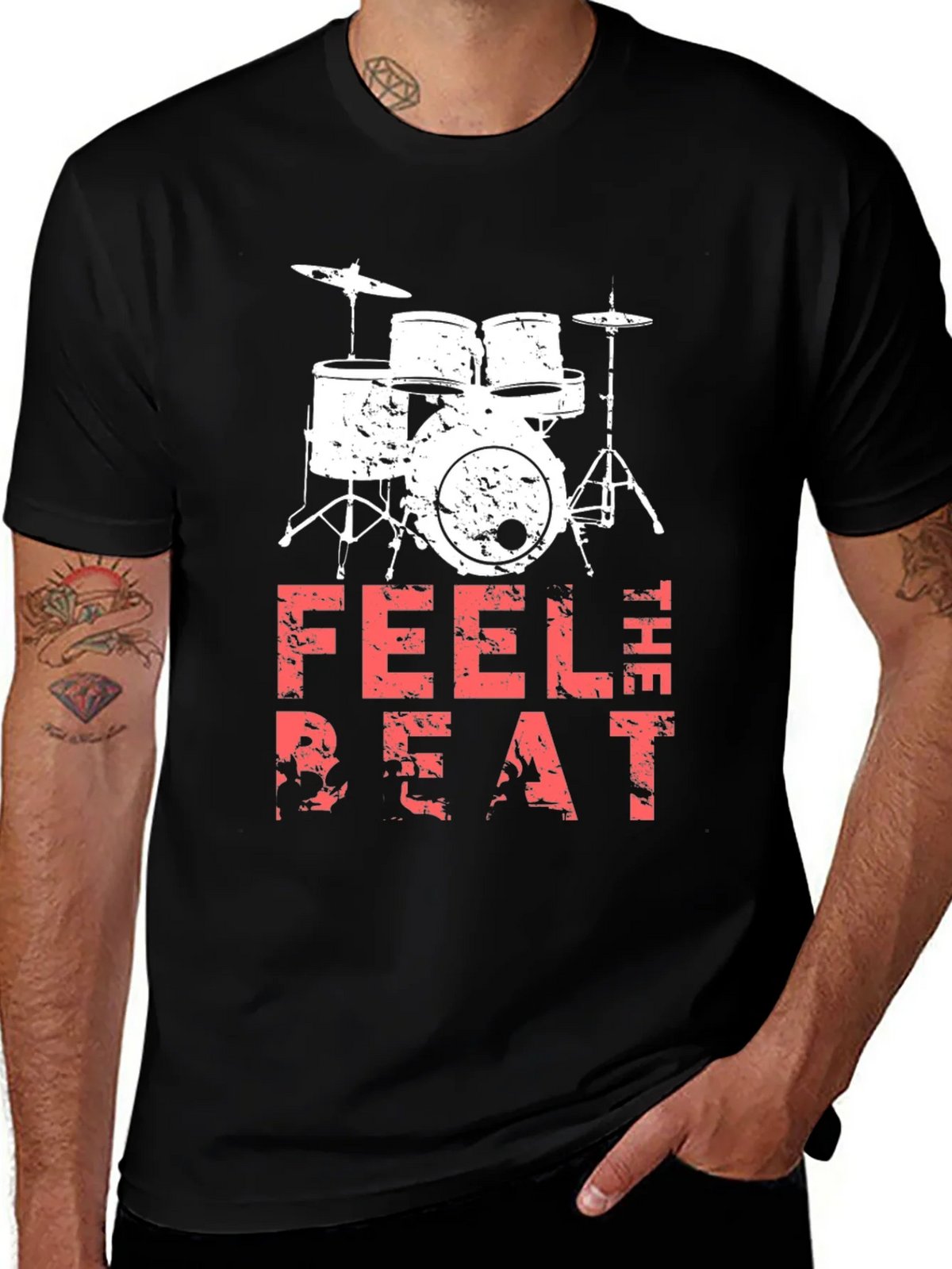 Feel the Beat Drum Kit Black T-Shirt product image 1