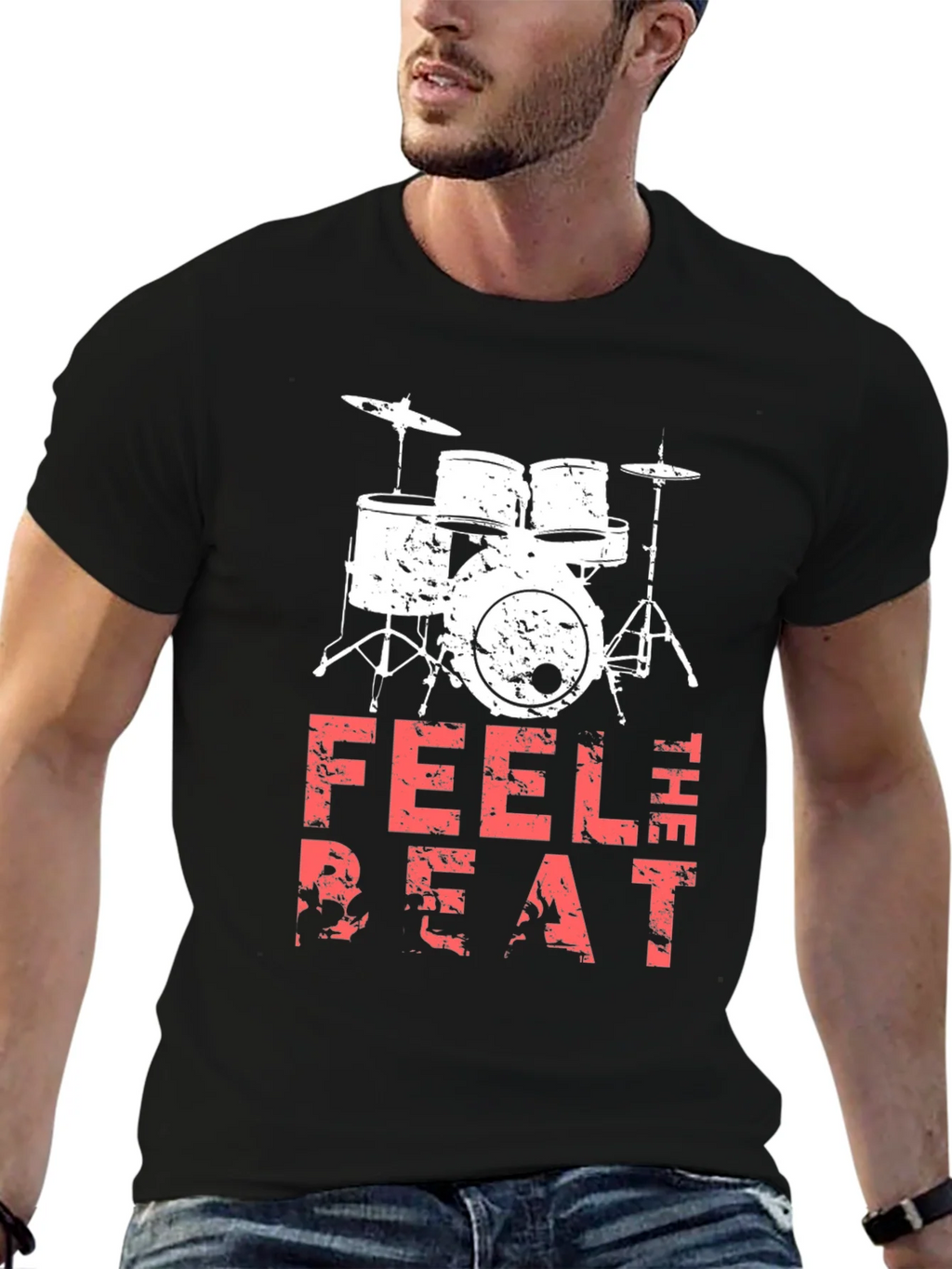 Feel the Beat Drum Kit Black T-Shirt product image 6