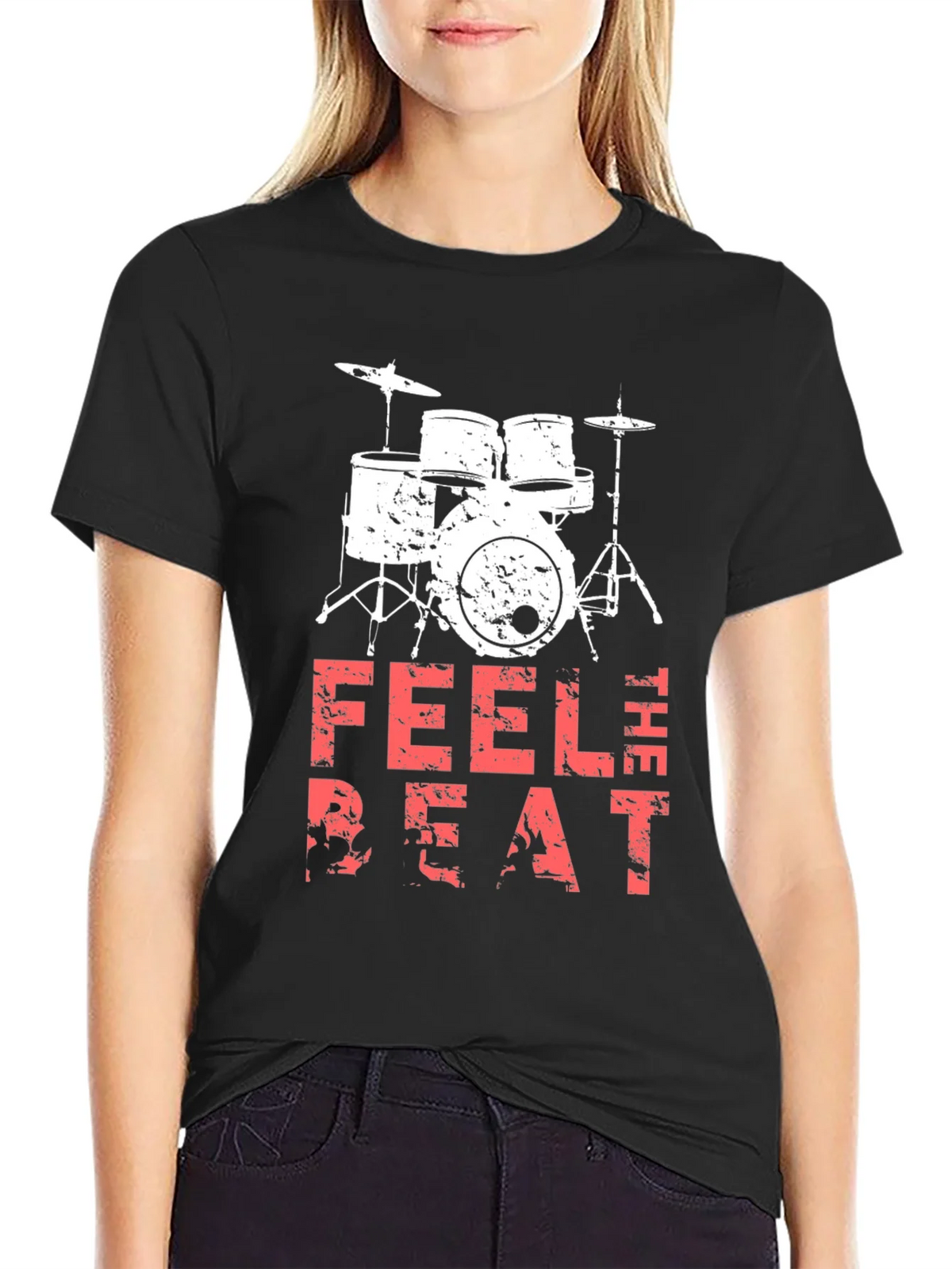 Feel the Beat Drum Kit Black T-Shirt product image 2