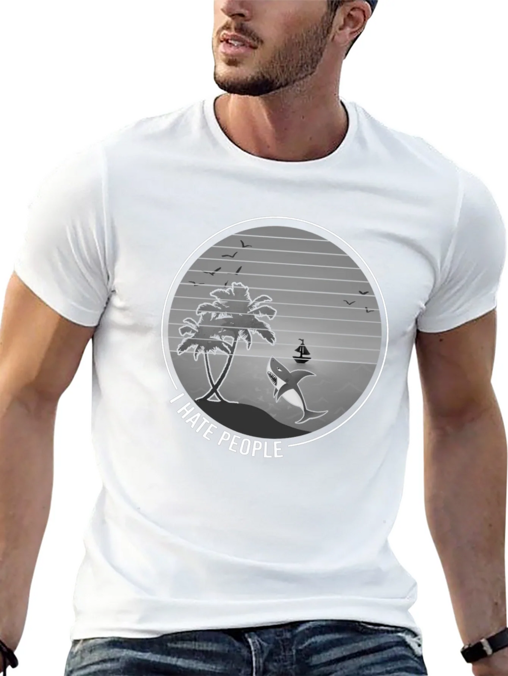 I Hate People Shark Graphic Tee - Beach Vibes product image 12