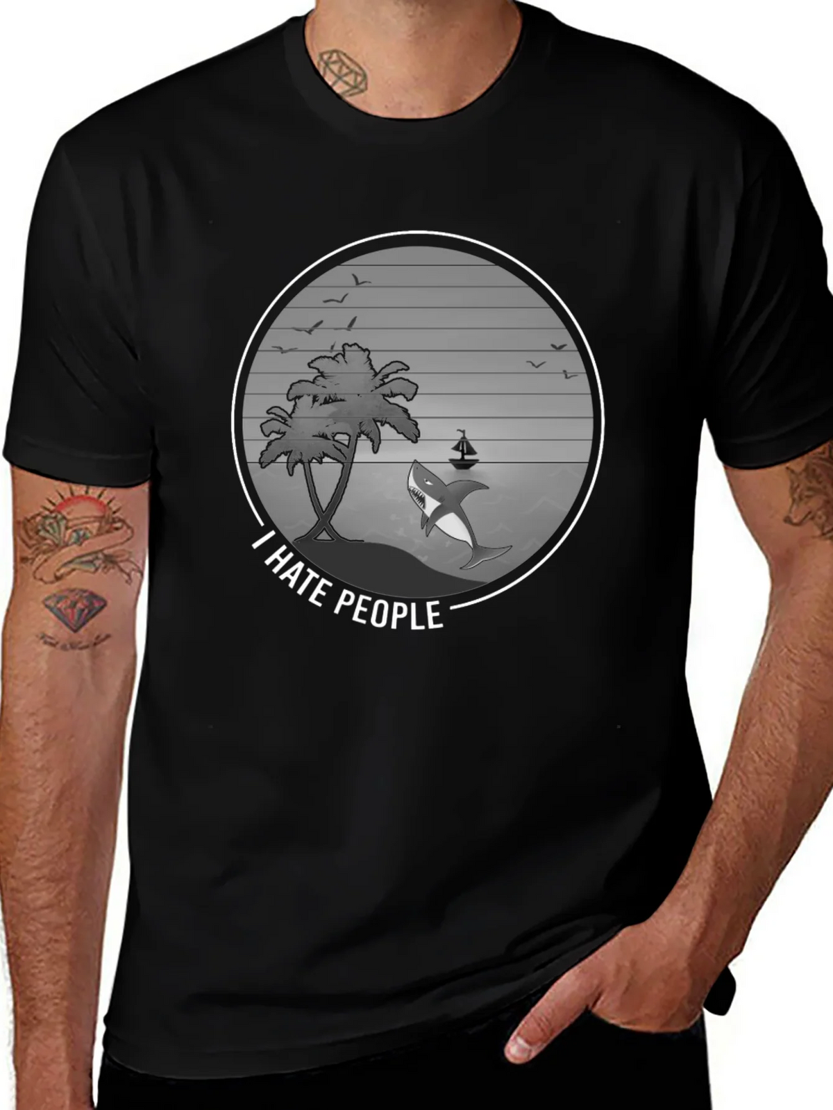 I Hate People Shark Graphic Tee - Beach Vibes product image 1