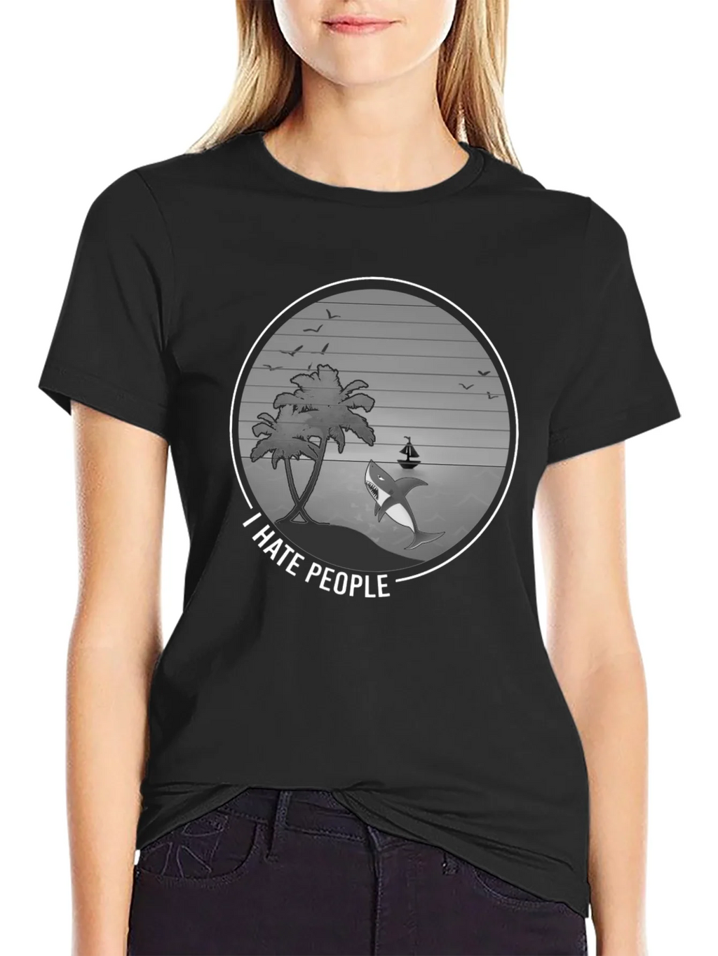 I Hate People Shark Graphic Tee - Beach Vibes product image 2