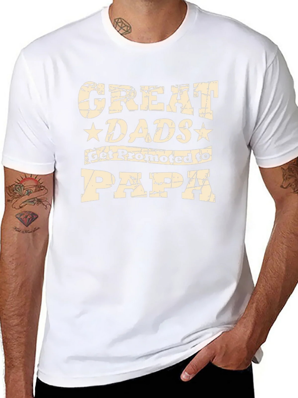 Great Dads Get Promoted to Papa Black T-Shirt product image 7