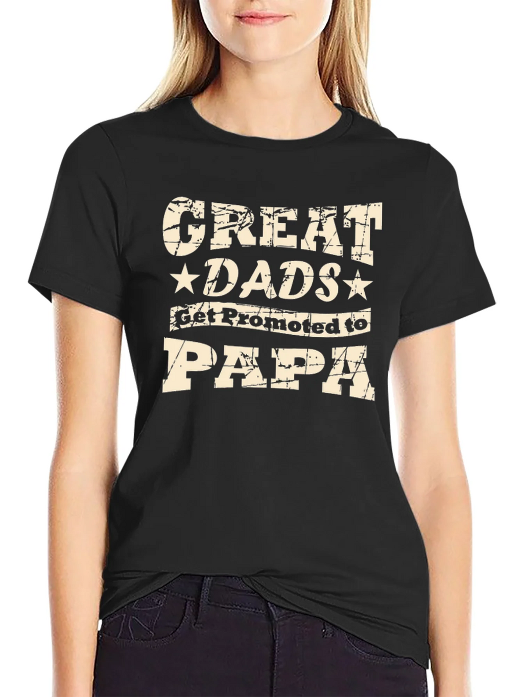 Great Dads Get Promoted to Papa Black T-Shirt product image 2