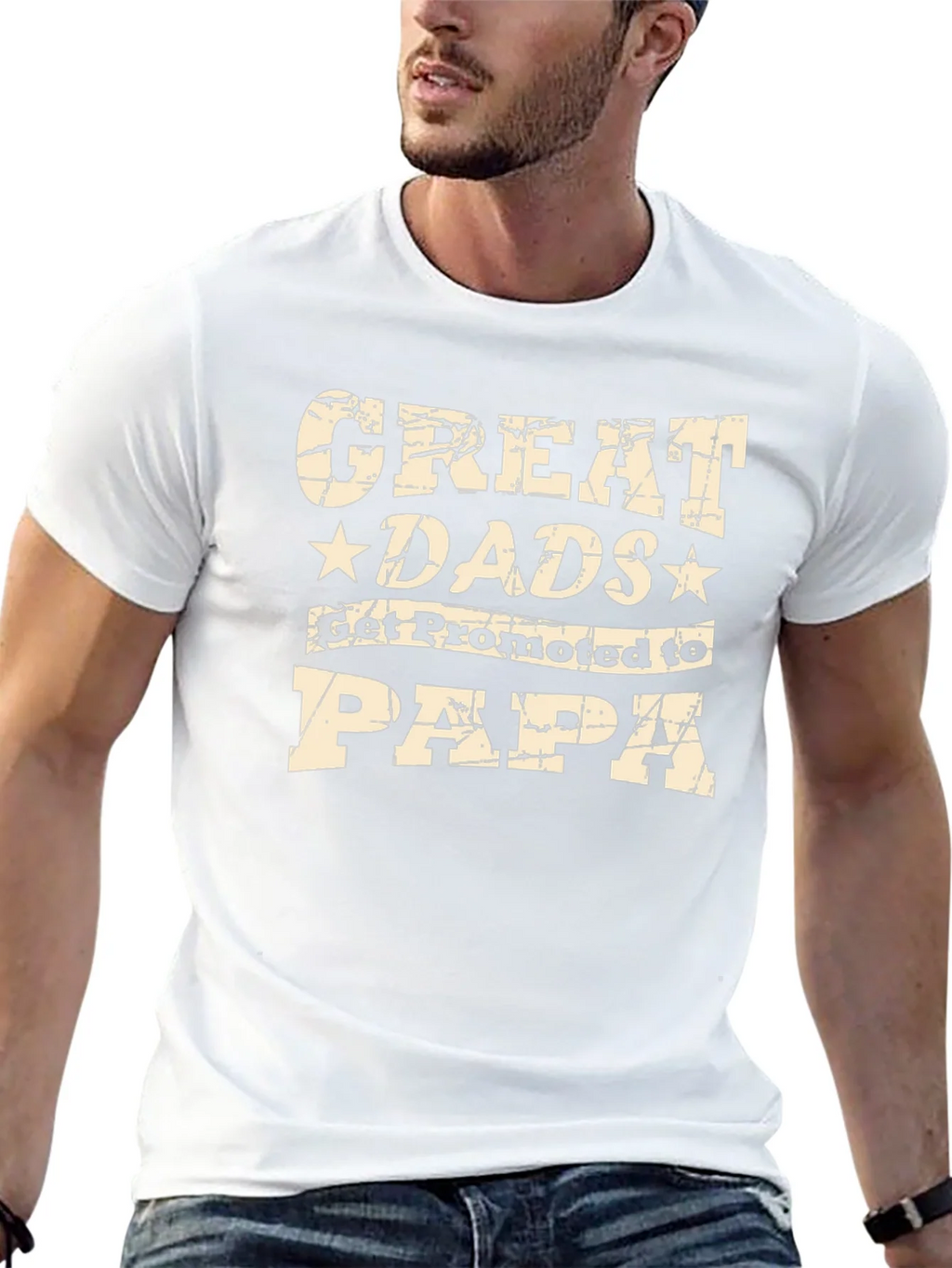 Great Dads Get Promoted to Papa Black T-Shirt product image 12