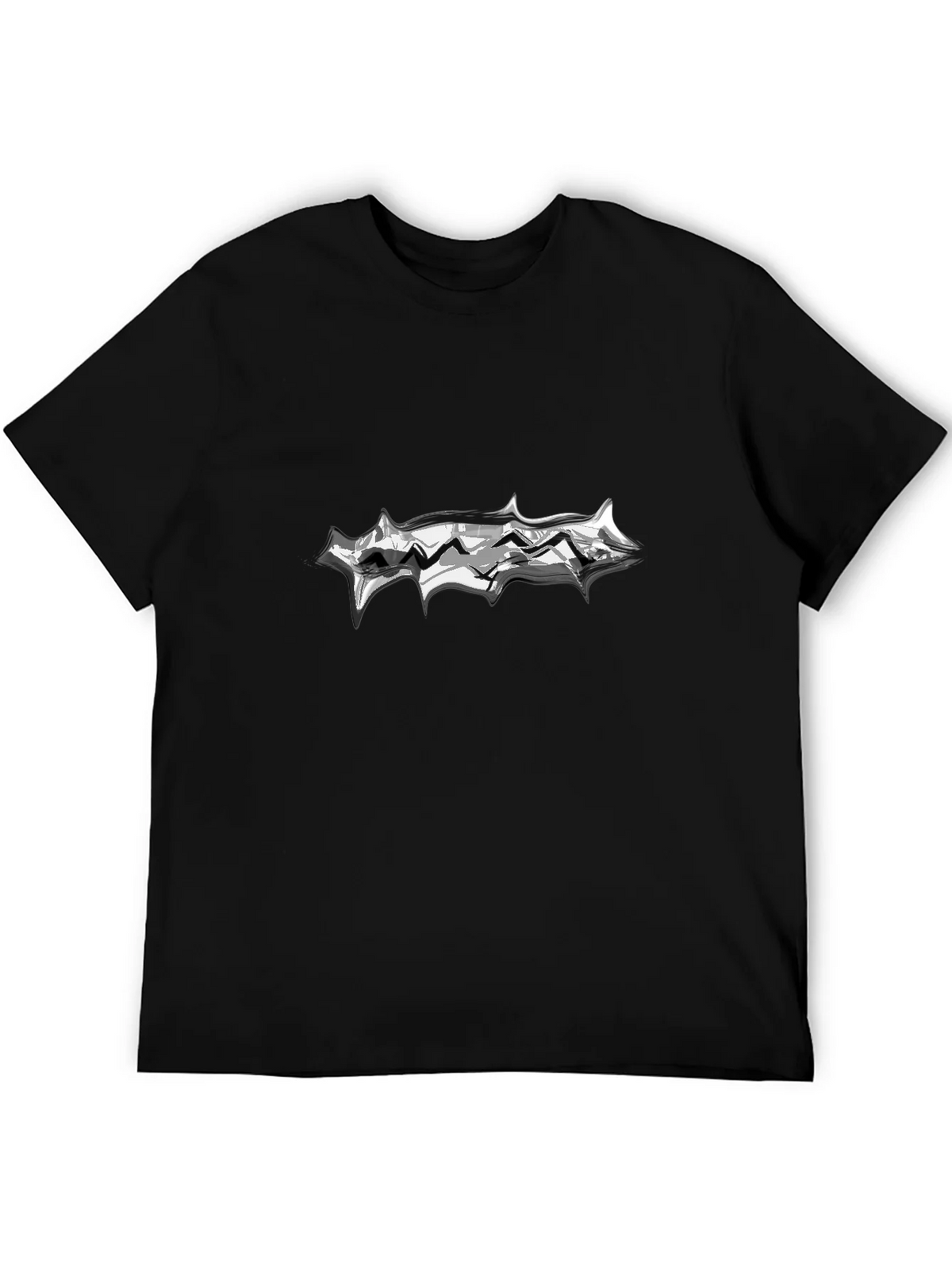 Mens Black T-Shirt with Abstract Silver Graphic product image 5