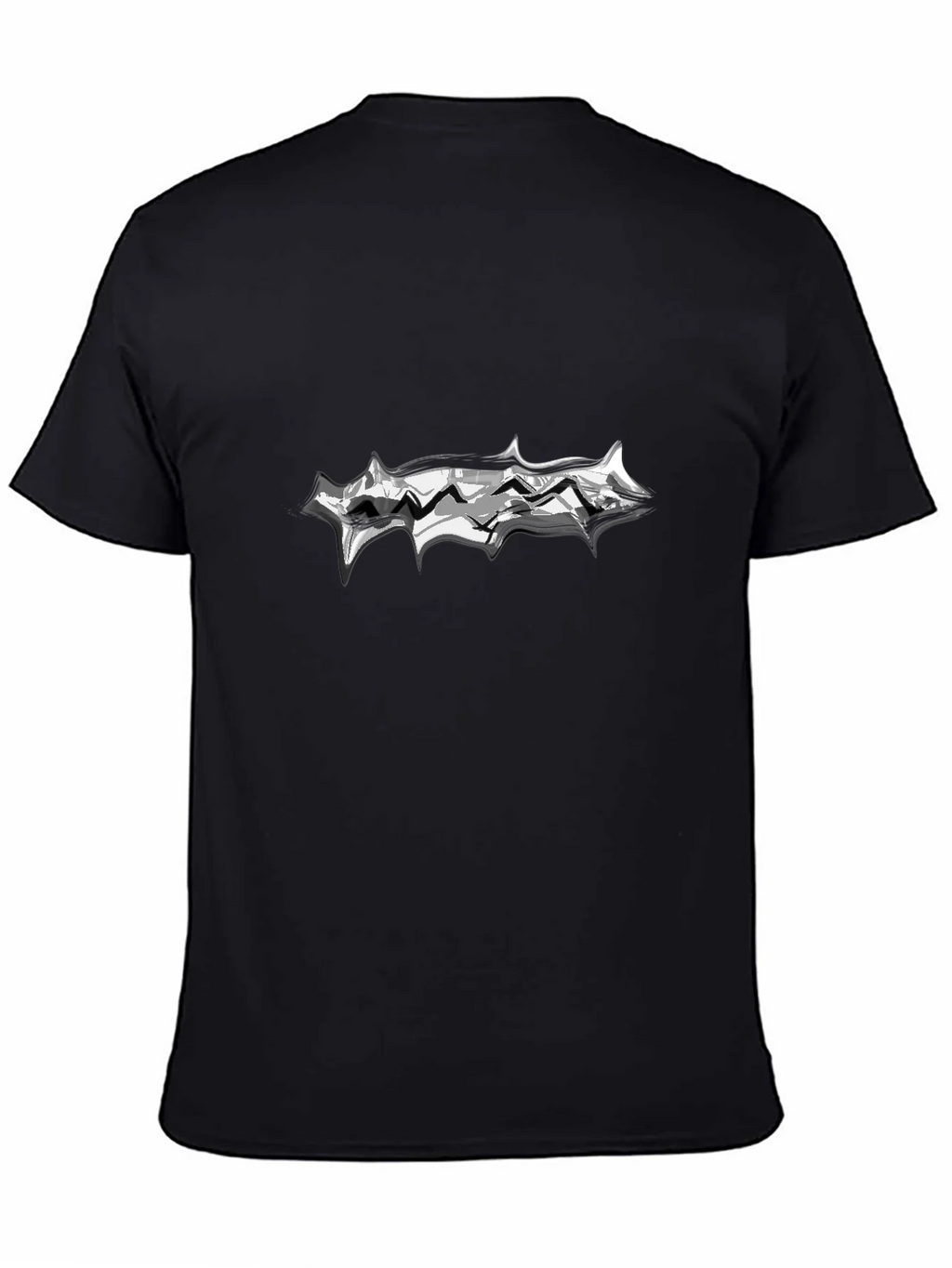 Mens Black T-Shirt with Abstract Silver Graphic product image 4