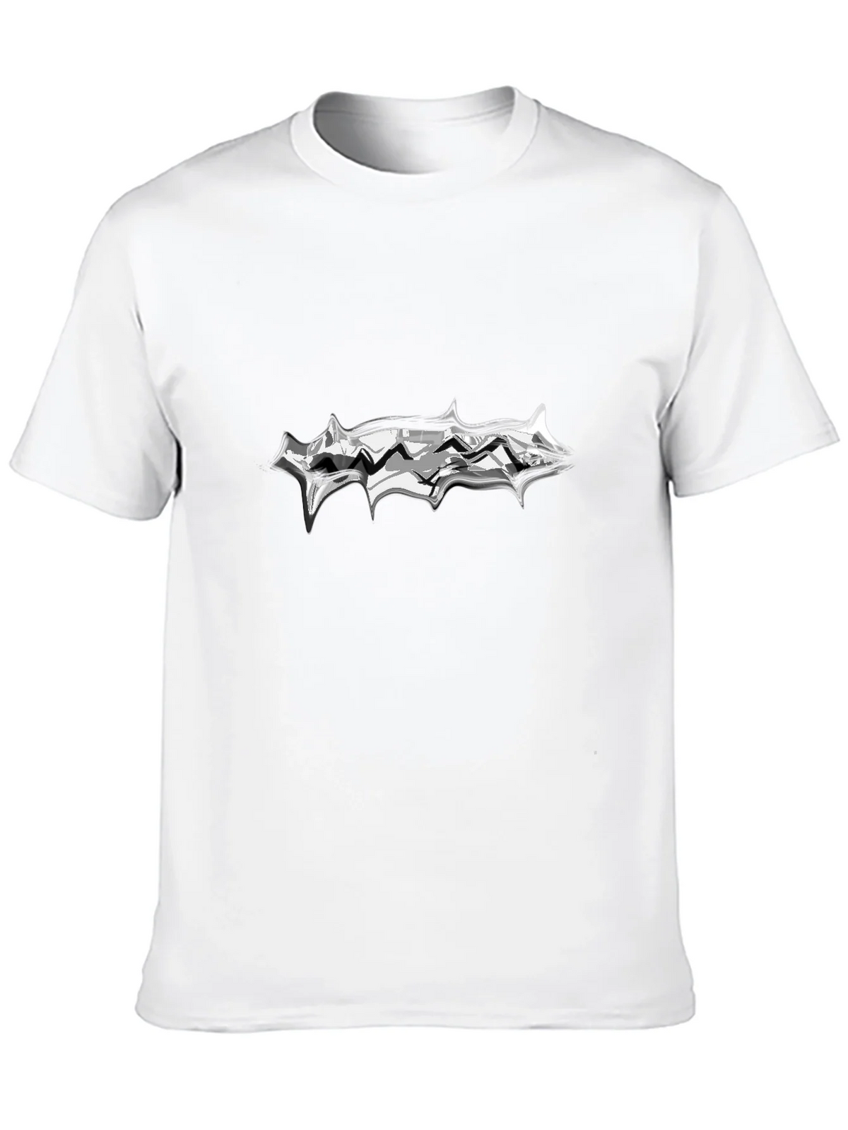 Mens Black T-Shirt with Abstract Silver Graphic product image 9