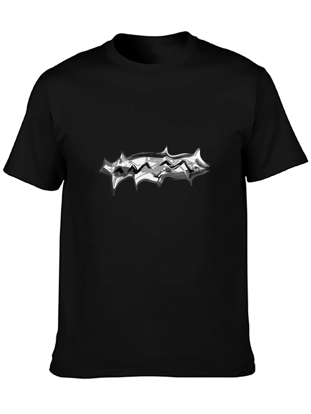 Mens Black T-Shirt with Abstract Silver Graphic product image 3