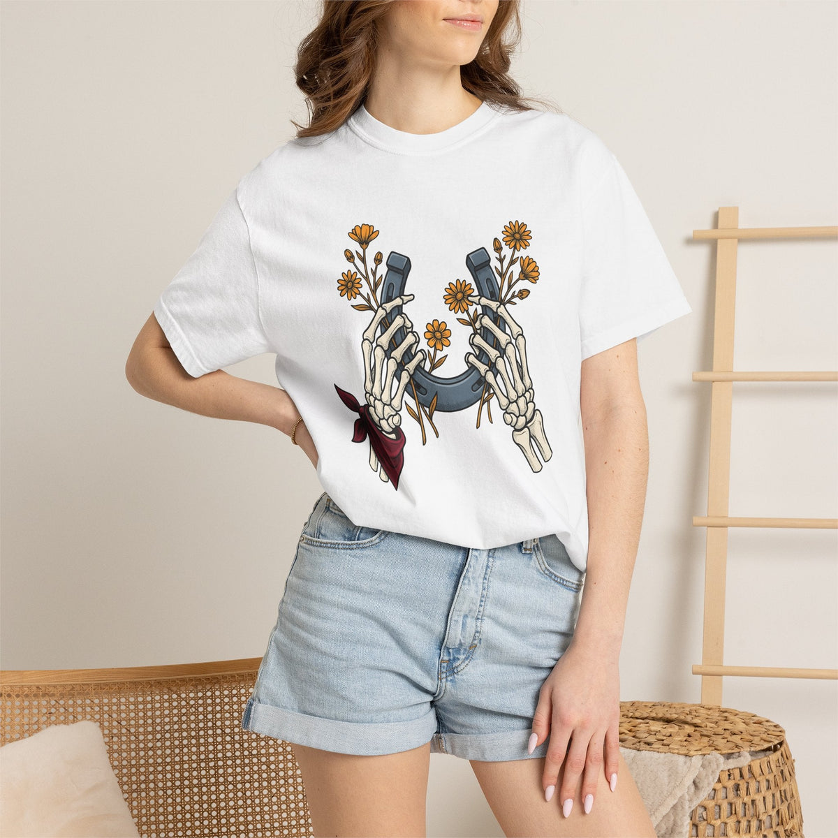 Bone Hands Horseshoe Shirt Cowgirl Ranch Gift Women Neo product image 6