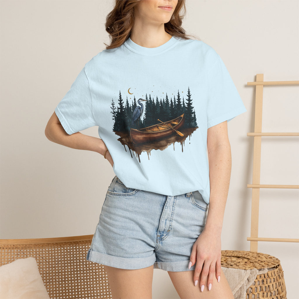 Kayak Bird Shirt Camping Exploration Unisex Gift Sketch Tee product image 9