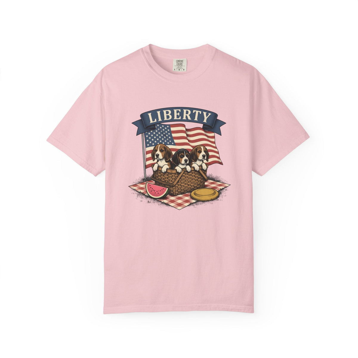 Beagle Pups Rustic T-Shirt – 4th of July Freedom Puppy product image 3