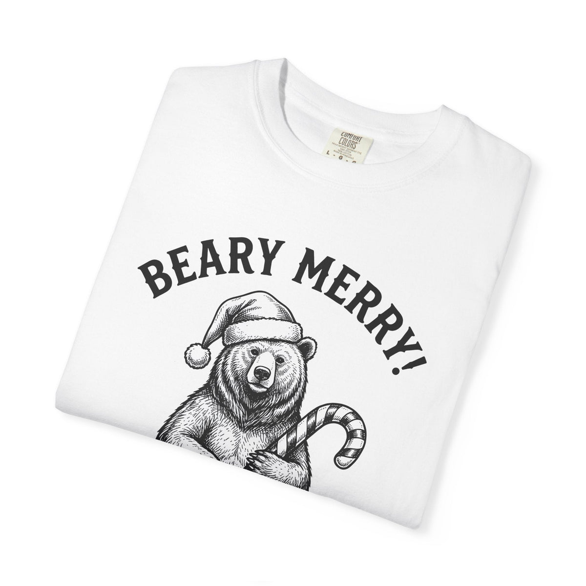 Bear Santa Hat Shirt Christmas Animal Unisex Gift Hand Drawn Tee Teddy T-Shirt