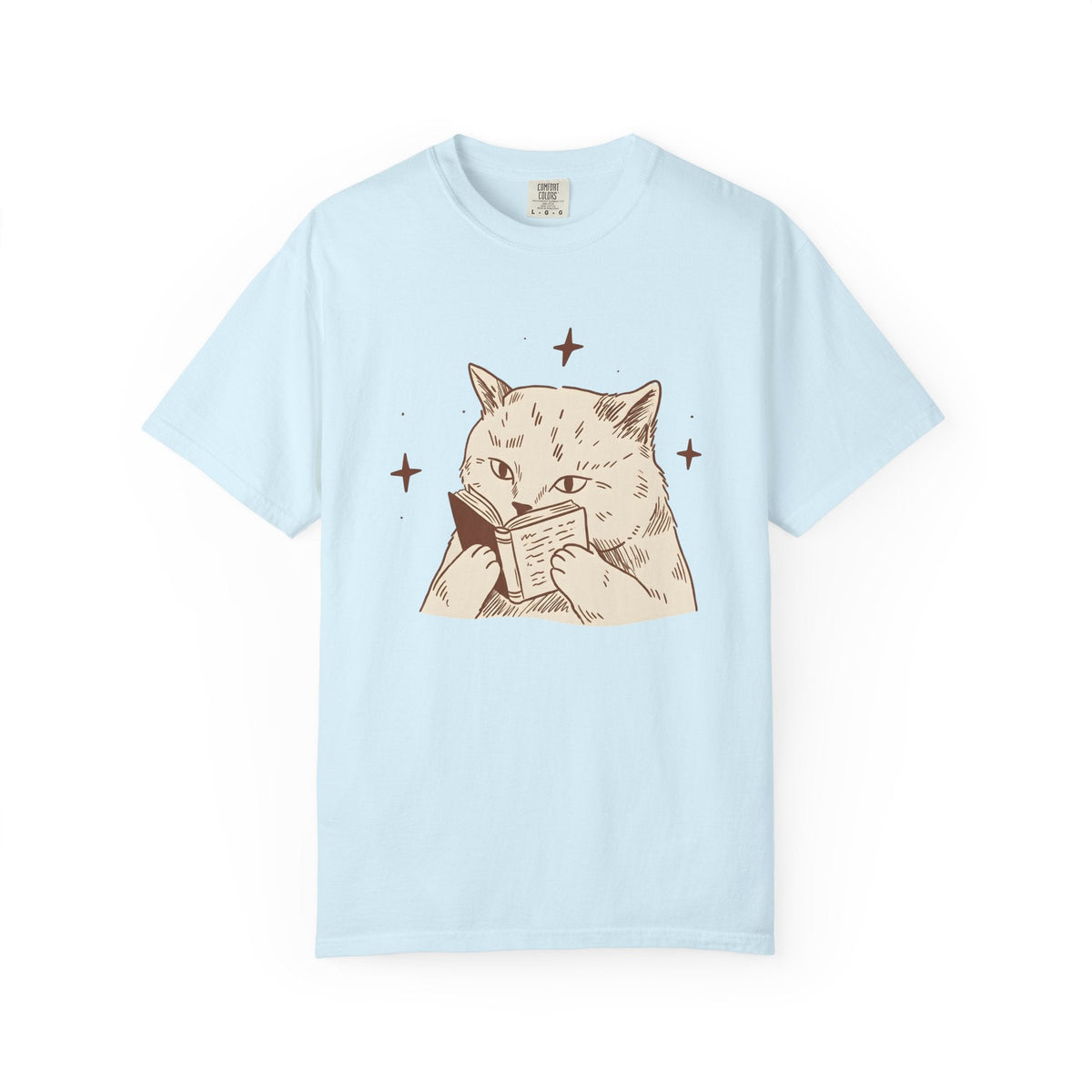 Cat Reading Shirt Bookworm Unisex Gift Hand Drawn Tee Kitty product image 2