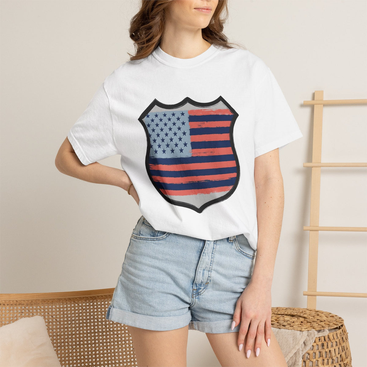 American Flag Badge Shirt America Patriotic Unisex Gift product image 6