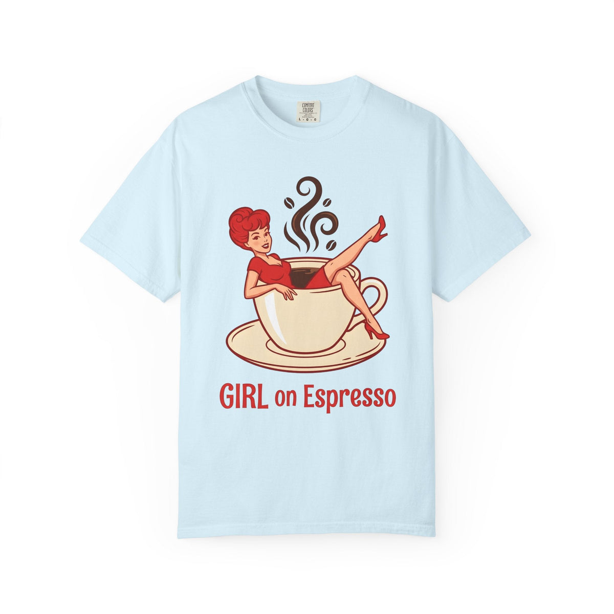 Pinup Coffee Mug Shirt Coffee Fun Unisex Gift Hand Drawn Tee Coffee Cup T-Shirt