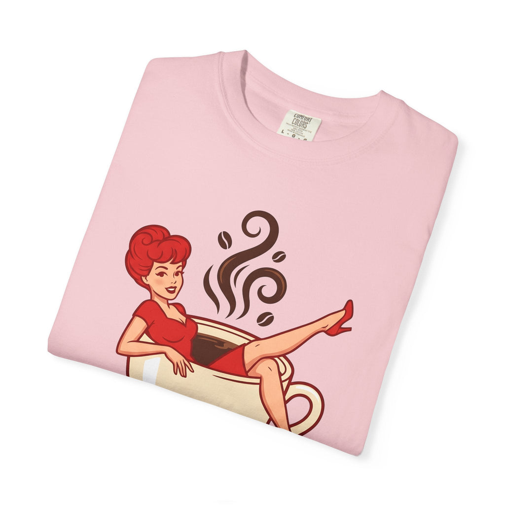 Pinup Coffee Mug Shirt Coffee Fun Unisex Gift Hand Drawn Tee Coffee Cup T-Shirt