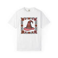 Witch Hat Bouquet Line Art T-Shirt – Floral Halloween Magic Design, Unisex Graphic Tee
