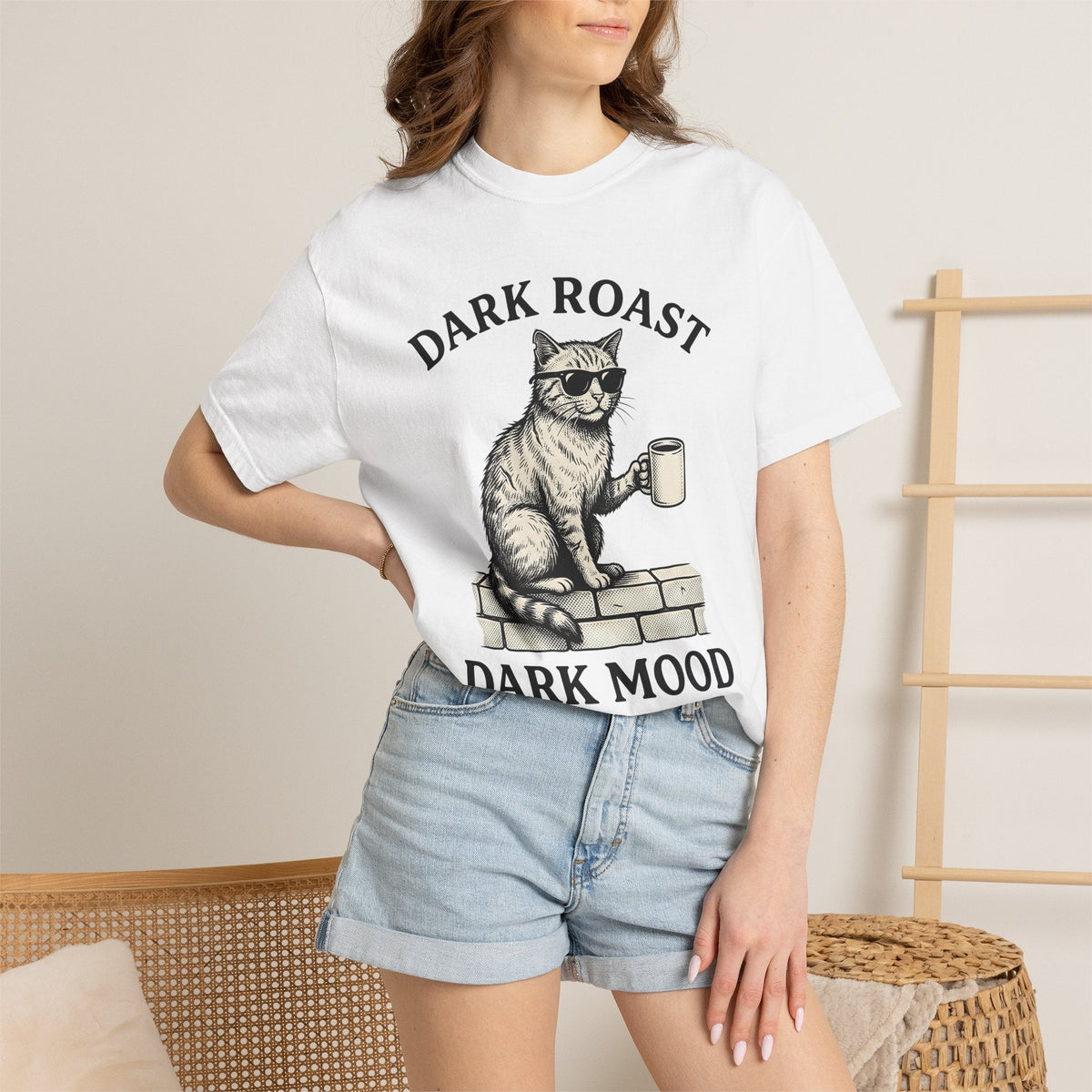 Cat Coffee Cup Shirt Coffee Feline Unisex Gift Retro Tee Mug T-Shirt Coffee Fan