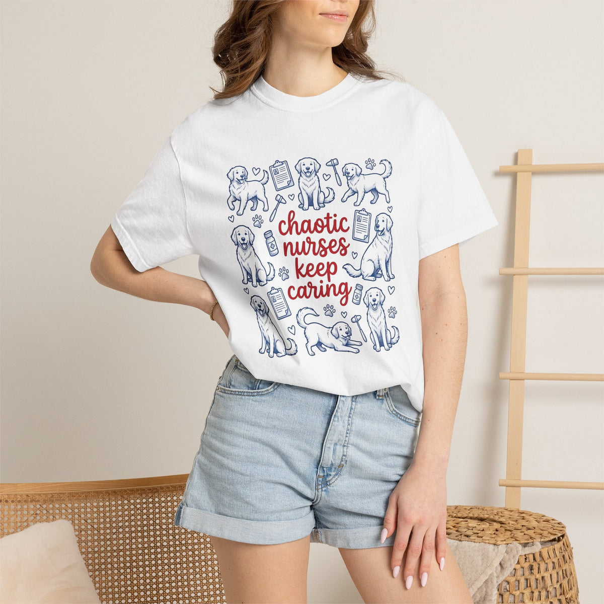 Golden Retrievers Doodle T-Shirt – Nurse Dog Lover Cartoon product image 6