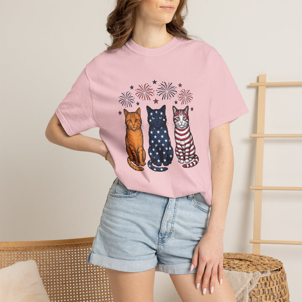 American Cats Sketch T-Shirt – 4th of July Kitten Lover product image 12