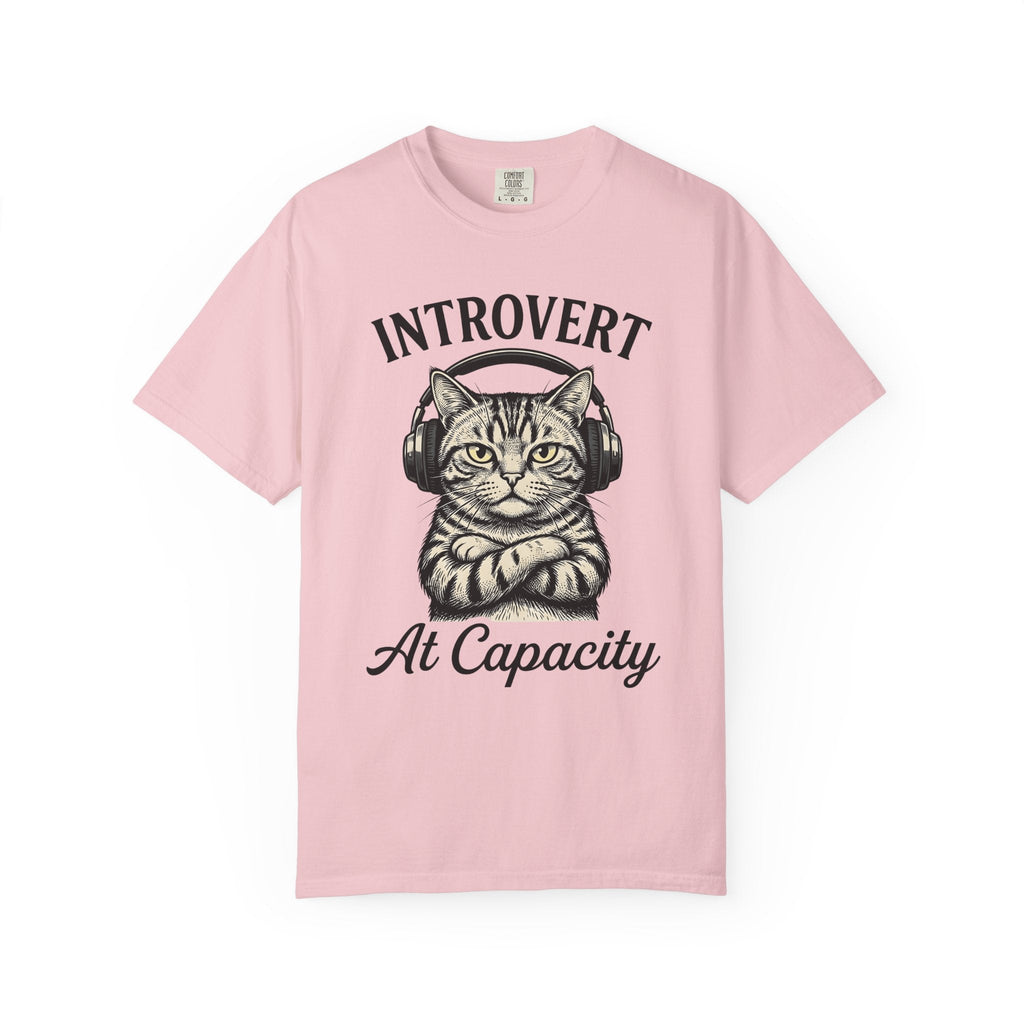 Tabby Cat Headphones Shirt Introvert Unisex Gift Vintage product image 3
