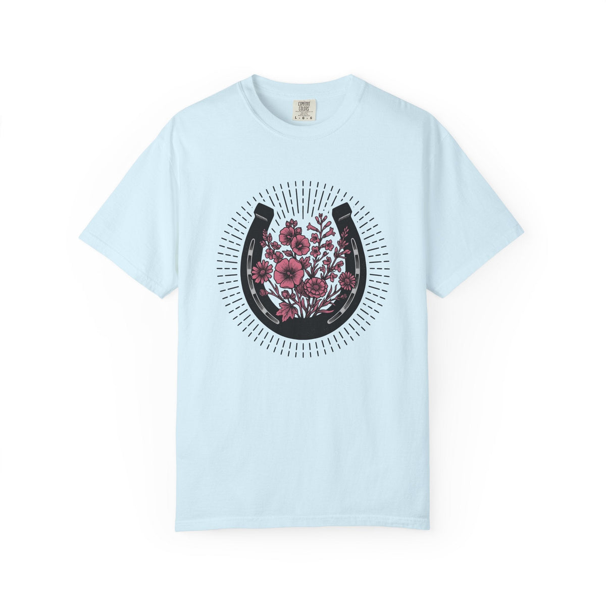 Horse Shoe Floral Shirt Cowgirl Ranch Gift for Women Folk Tee Horseshoe T-Shirt