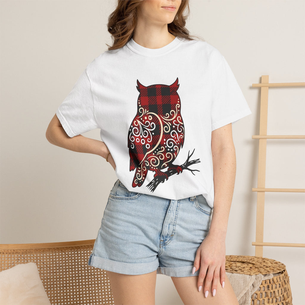 Owl Gingham Shirt Animals Nature Unisex Gift Primitive Tee product image 6