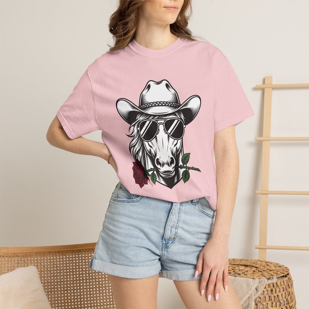 Horse Hat Cowboy Shirt Cowgirl Leather Gift for Women Line Art Tee Cowboy
