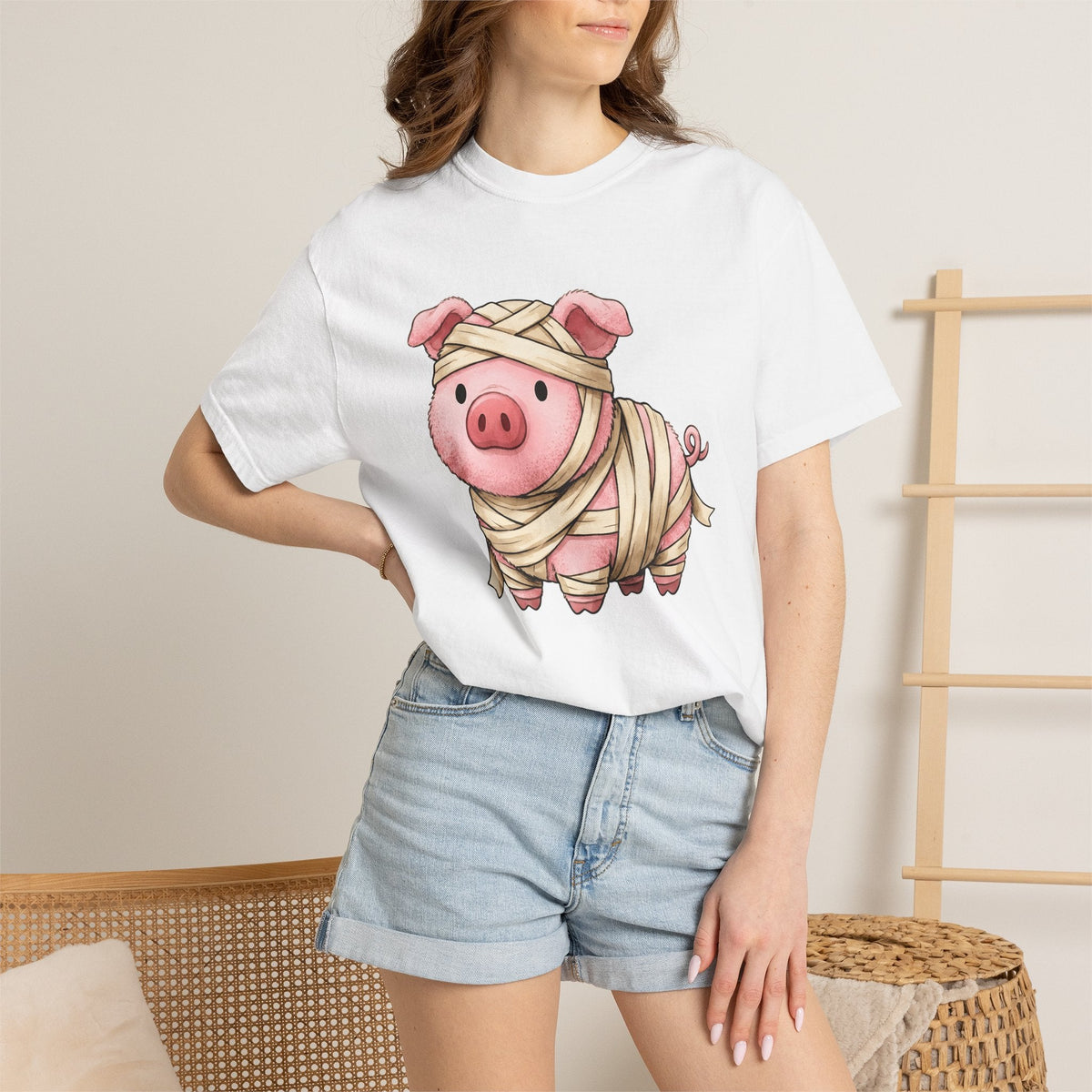 Pig Mummy Shirt Animals Holiday Unisex Gift Kawaii Tee product image 6