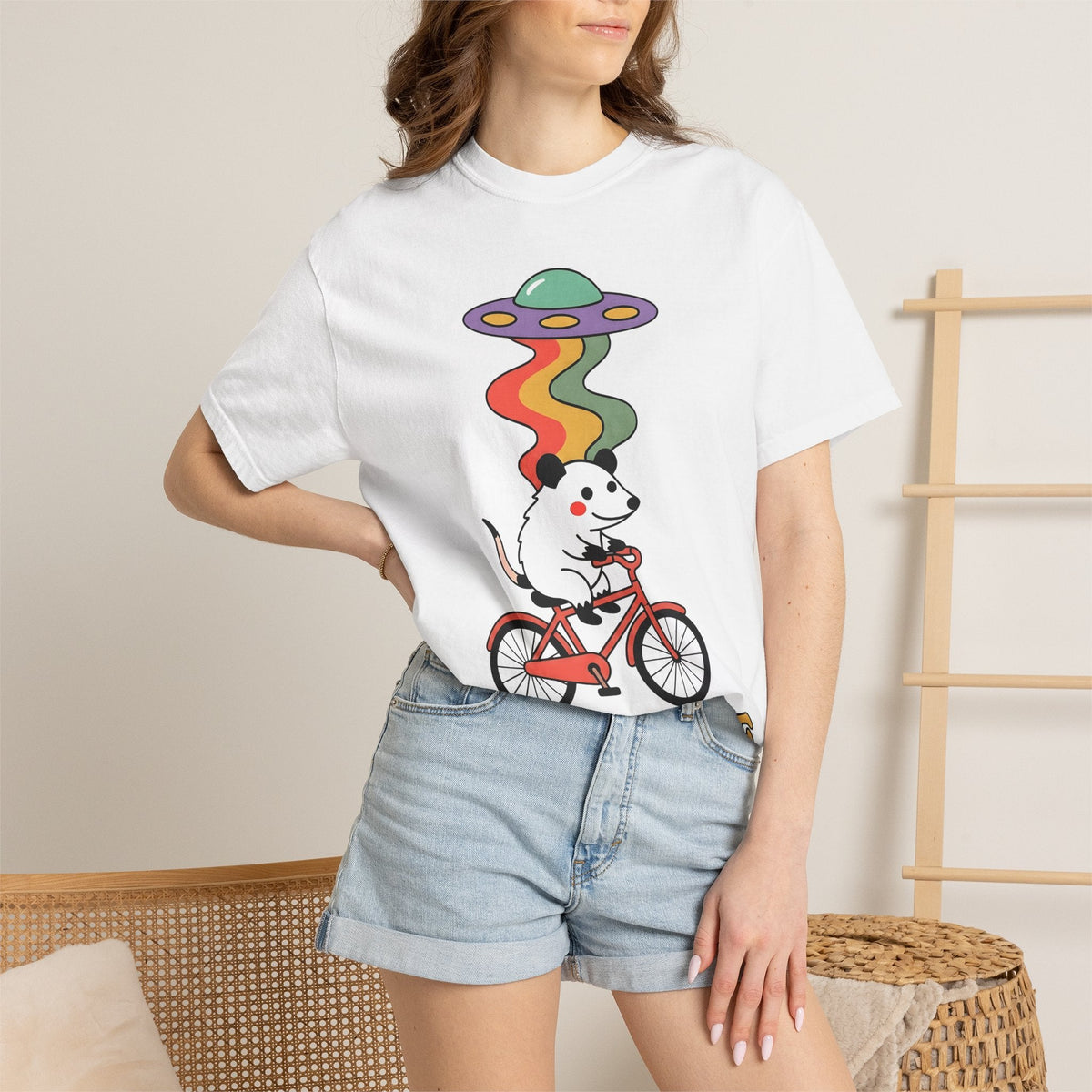 Opossum Bike Shirt Sports Biking Unisex Gift Comic Tee product image 6