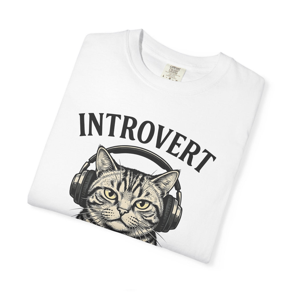 Tabby Cat Headphones Shirt Introvert Unisex Gift Vintage product image 5