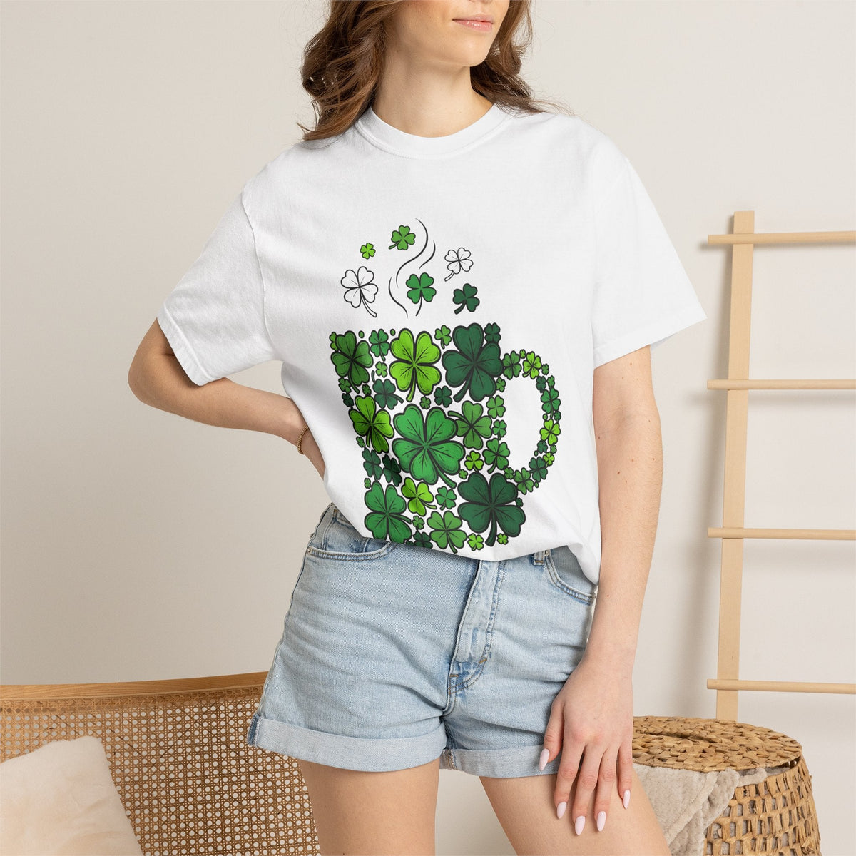 Clover Cup Shirt St. Patrick's Day Tea Unisex Gift Sketch Tee Mug T-Shirt