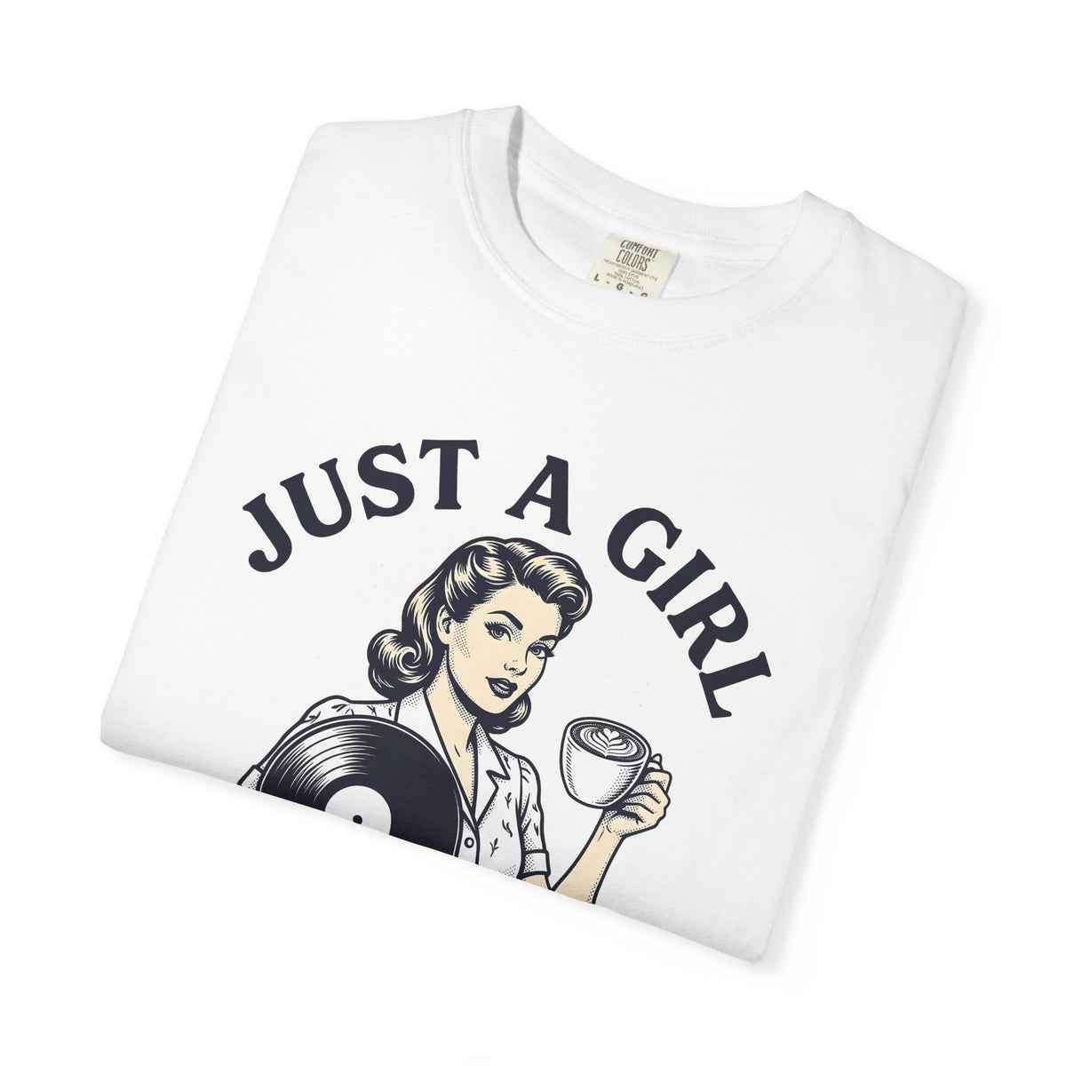 Nostalgic Female Coffee Disc Shirt Coffee Tunes Unisex Gift Antique Tee Coffee