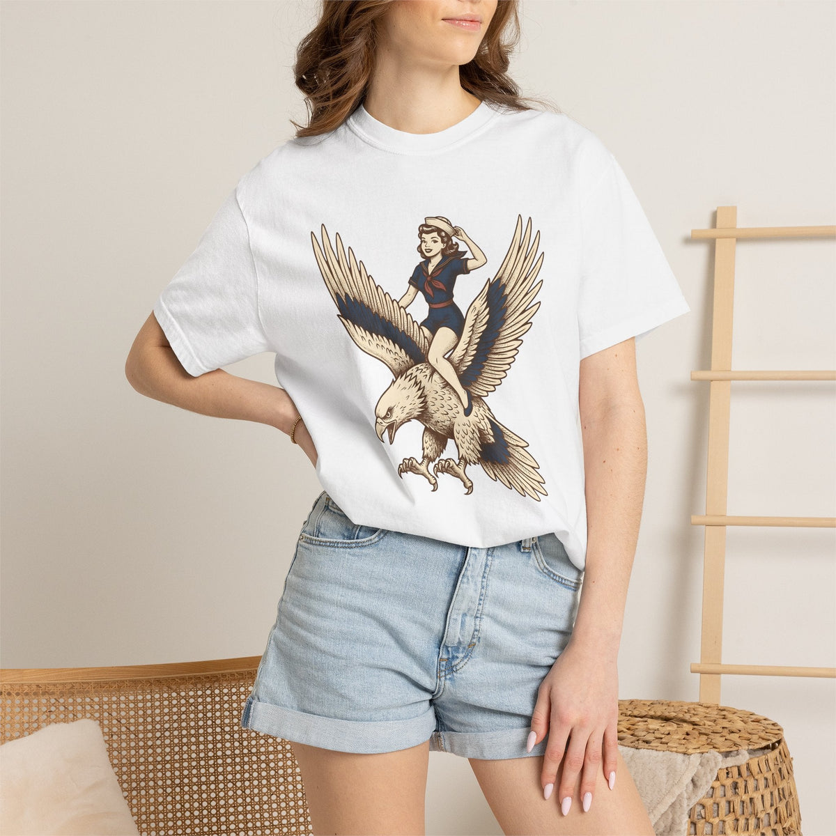 Retro Girl Eagle Shirt Patriotic Army Gift for Women product image 6