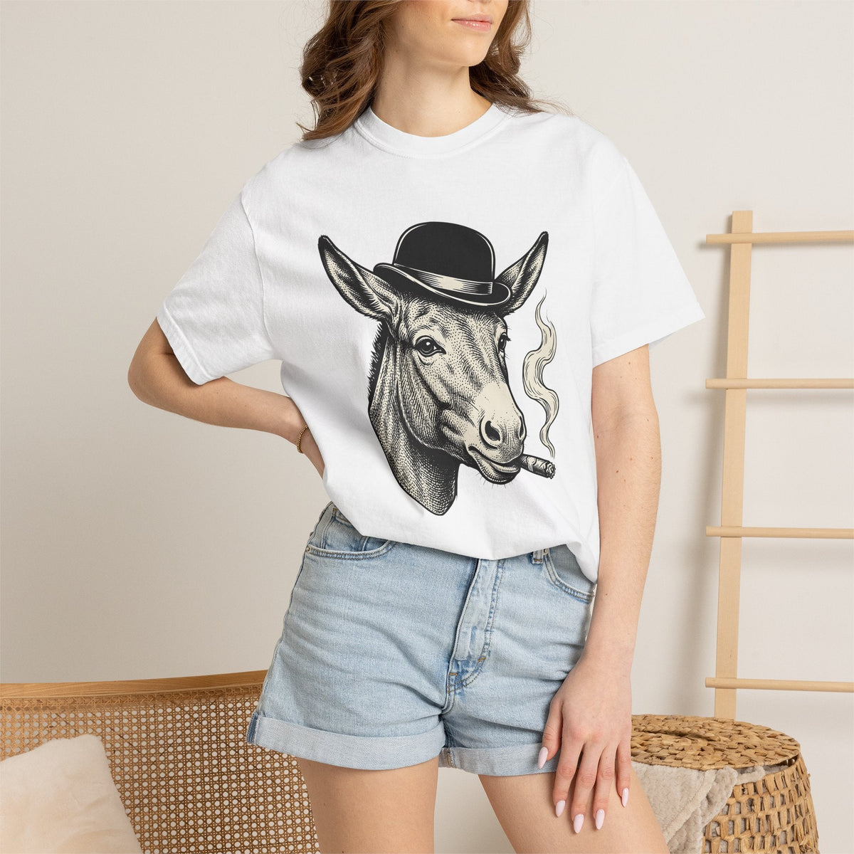 Donkey Hat Shirt Animal Humor Unisex Gift Vintage Tee Burro T-Shirt Pet Fan
