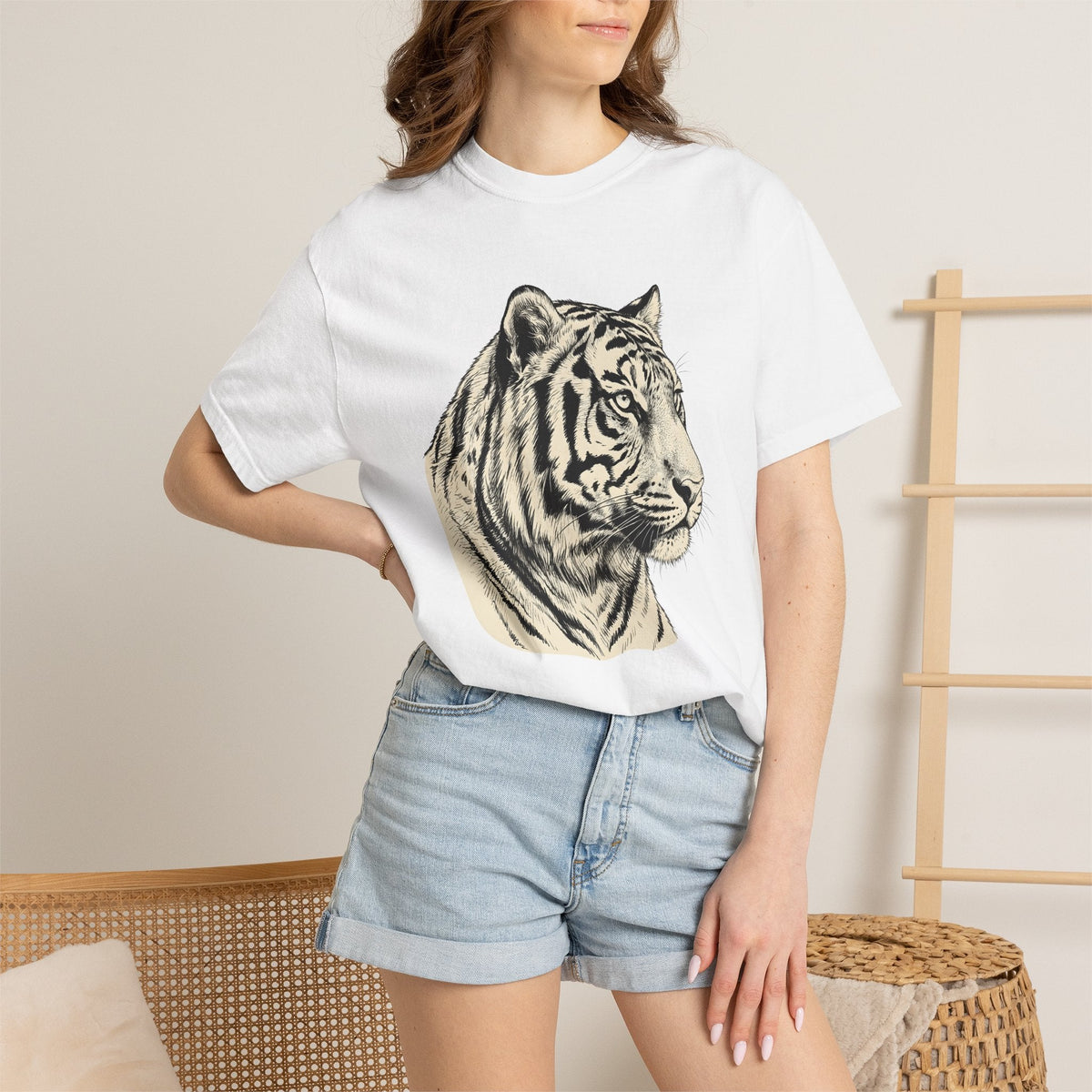 Tiger Head Shirt Animals Wildlife Gift Women Line Art Tee product image 6