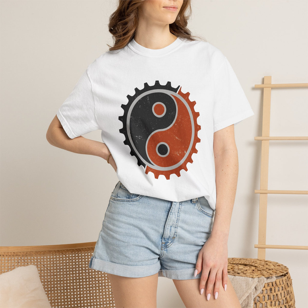 Yin Yang Gear Shirt Sports Cycling Unisex Gift Distressed product image 6