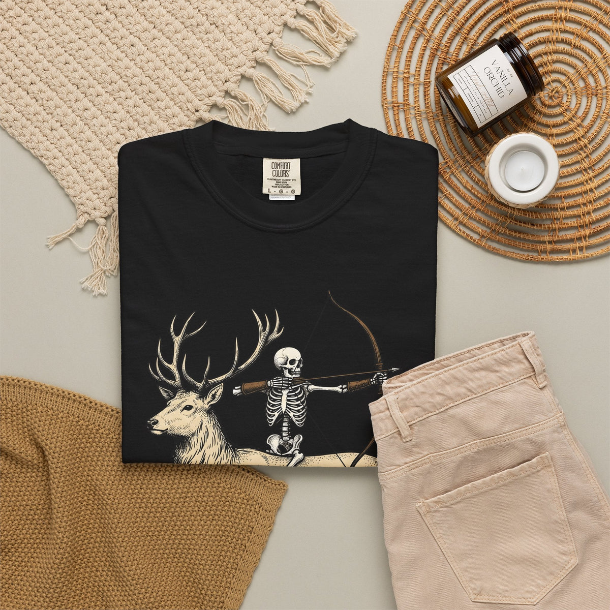 Skull Stag Antlers Retro T-Shirt – Gothic Autumn Fall product image 16