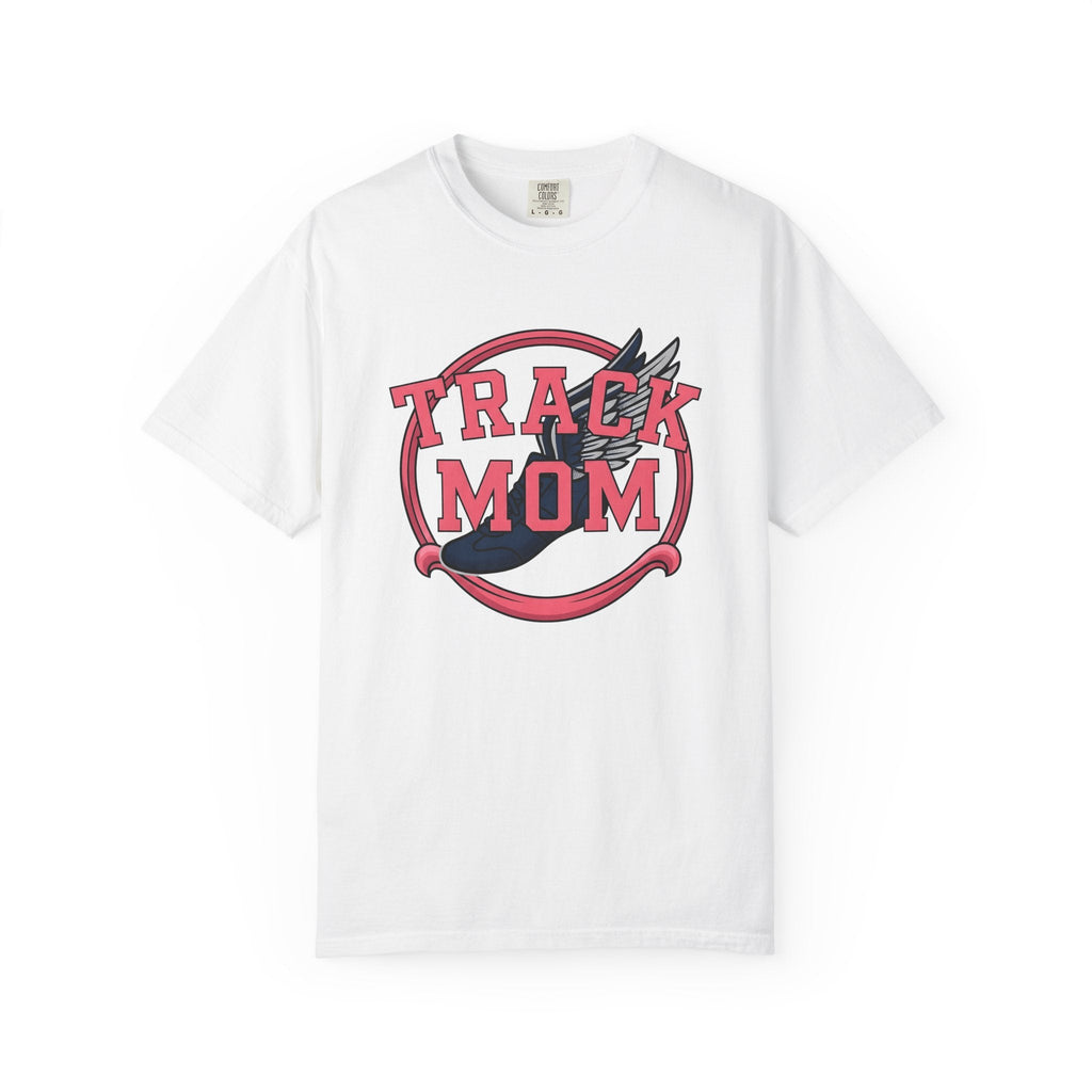 Winged Running Shoes Cartoon T-Shirt – Track Mom Fitness Design, Women Graphic Tee