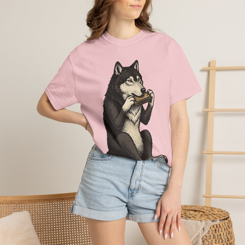 Wolf Harmonica Shirt Animals Instruments Unisex Gift Sketch product image 12