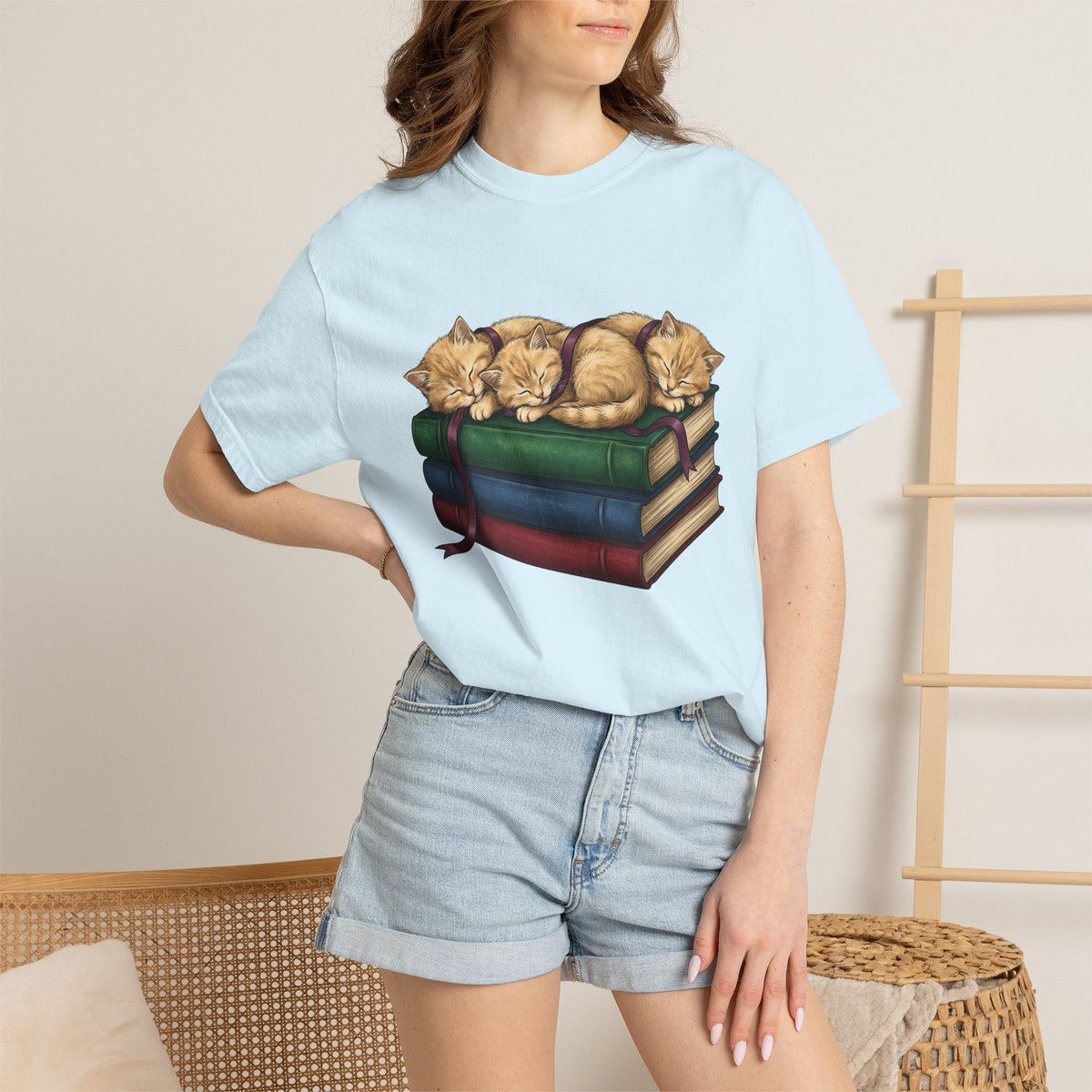 Sleeping Kittens Shirt Cat Book Gift Women Hand Drawn Tee product image 9