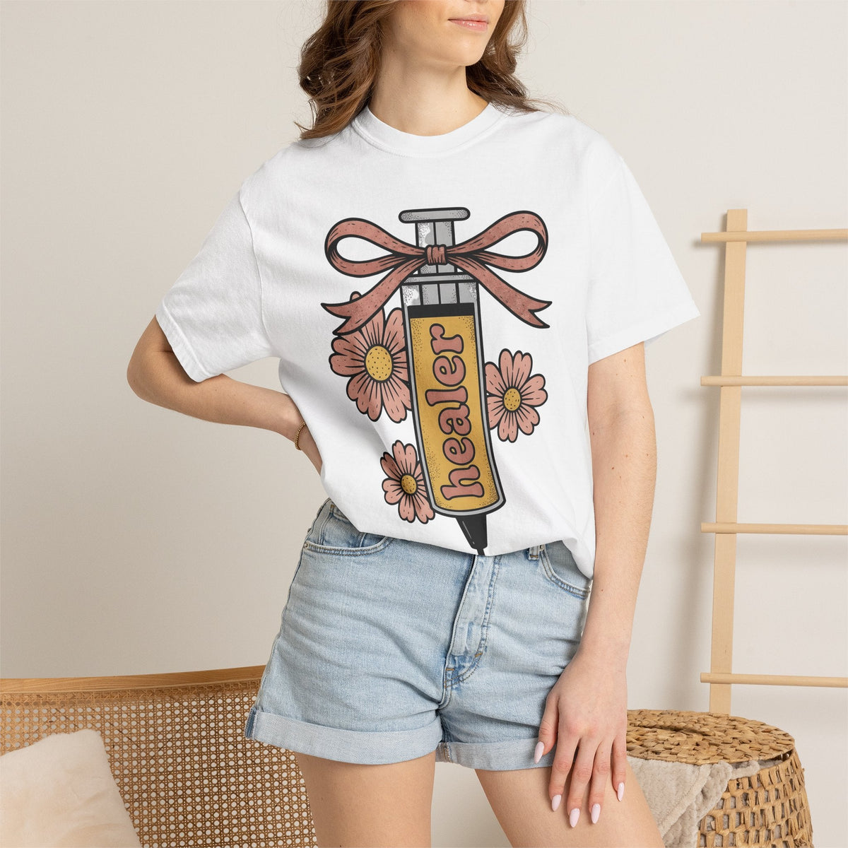 Injection Flowers Sketch T-Shirt – Nurse Floral Medical product image 6