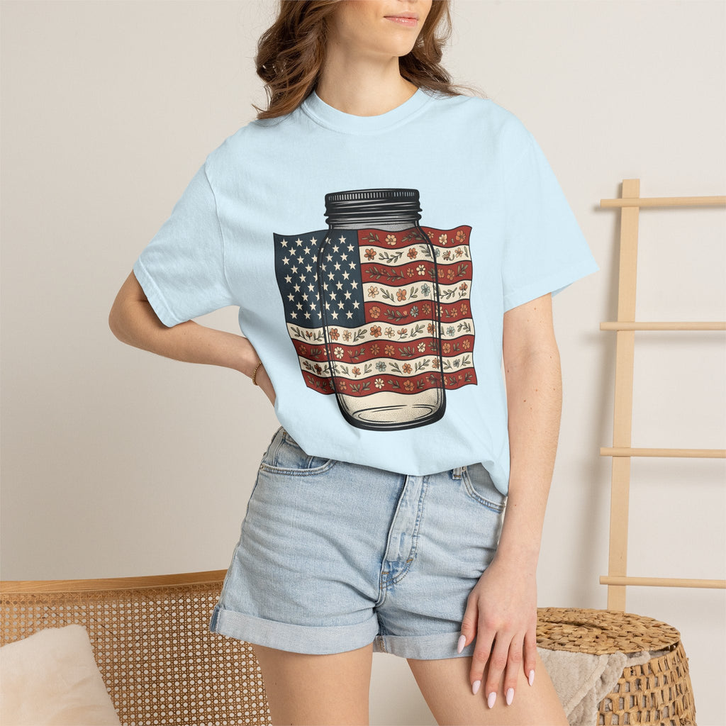 Mason Jar Flag Shirt 4th Of July Americana Unisex Gift Old product image 9