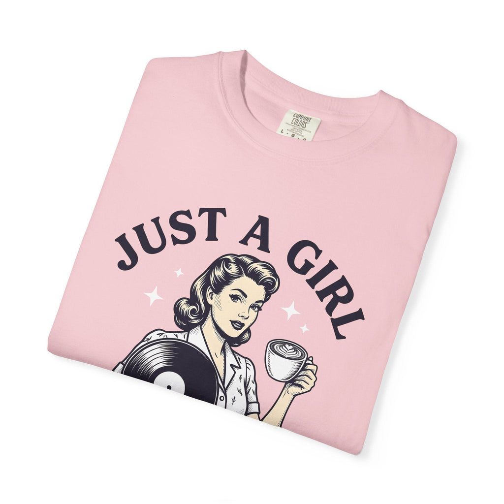 Nostalgic Female Coffee Disc Shirt Coffee Tunes Unisex Gift Antique Tee Coffee