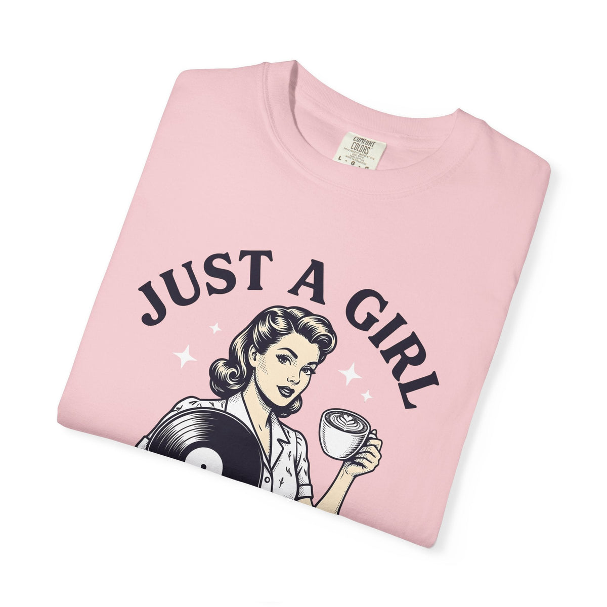 Nostalgic Female Coffee Disc Shirt Coffee Tunes Unisex Gift Antique Tee Coffee